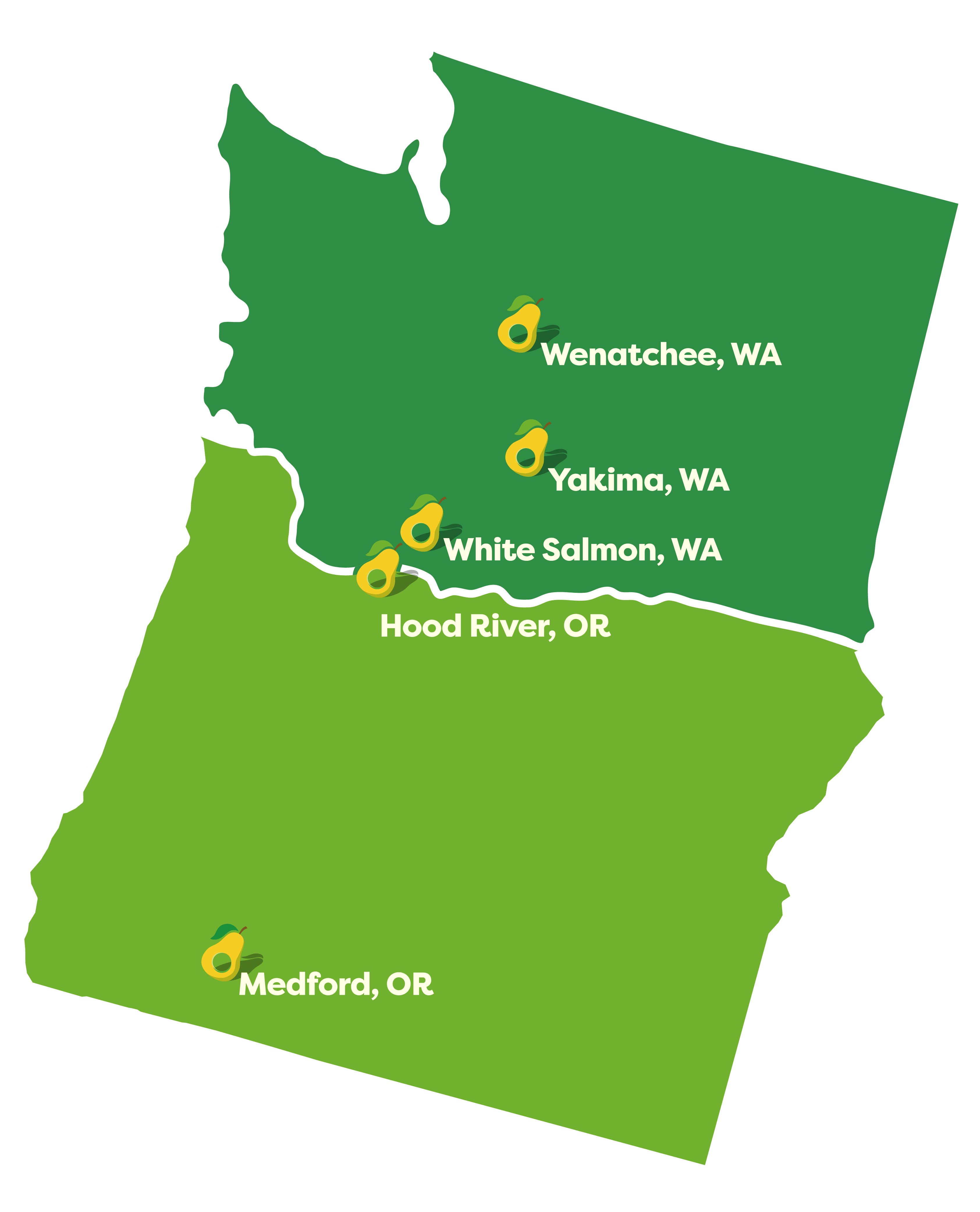 Growing Regions Map - USA Pears